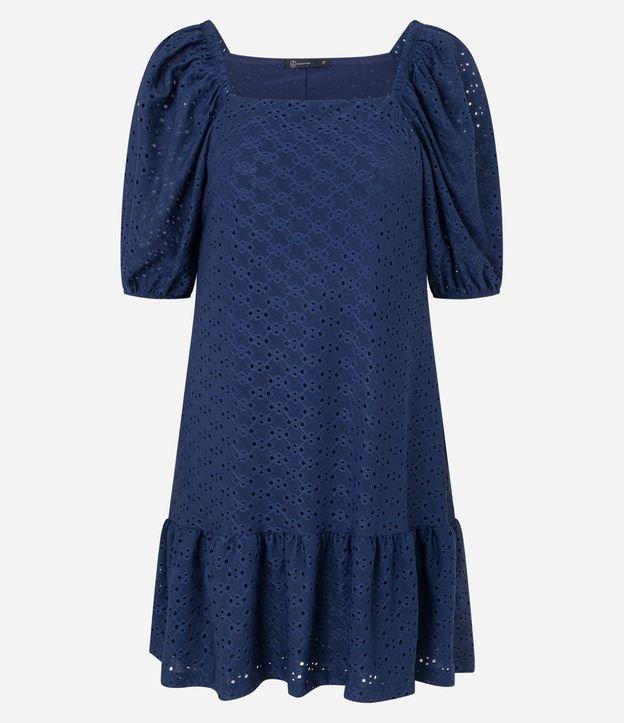 Vestido Curto em Laise com Manga Bufante e Babado na Barra - 1