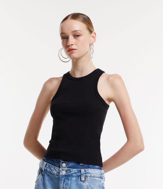 Blusa Regata Básica em Ribana com Leve Textura - 1