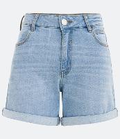 Short Curto Jeans com Barra Dobrada e Bolso - 1