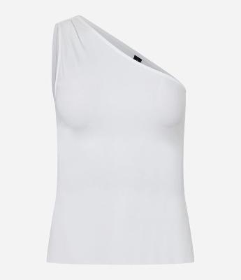 Blusa Sem Manga em Meia Malha com Decote Ombro Só