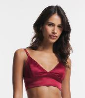 Sutiã Top Alongado Sem Bojo em Tecido Acetinado com Alça Regulável - 1