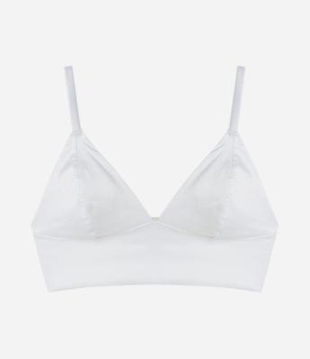 Sutiã Top Alongado Sem Bojo em Tecido Acetinado com Alça Regulável