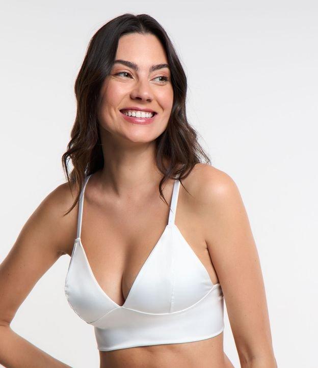 Sutiã Top Alongado Sem Bojo em Tecido Acetinado com Alça Regulável - 2