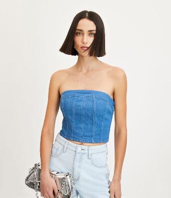 Top Tomara que Caia em Jeans