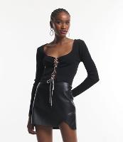 Blusa em Tricô com Manga Longa e Amarração em Strass - 1