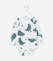Body Longo Infantil com Estampa de Dinossauros - Tam RN a 24 meses - 1