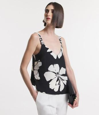 Blusa de Alça em Viscose com Flores Estampadas