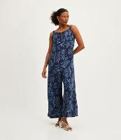 Macacão de Alça em Viscolinho com Estampa de Folhagens - 1