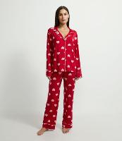 Pijama Americano Longo em Viscose com Estampa de Corações - 1