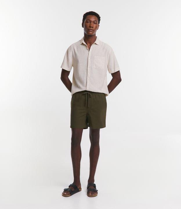 Bermuda em Algodão com Linho e Cós Elástico - 1