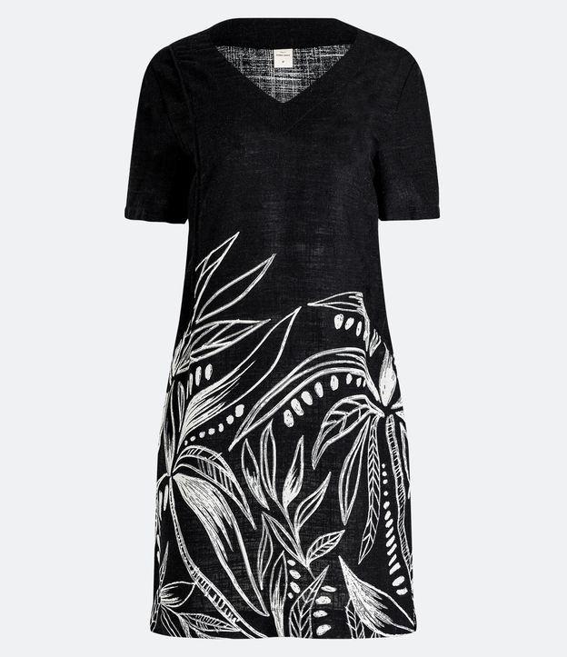 Vestido T-Shirt em Viscolinho com Folhagens Estampadas - 2