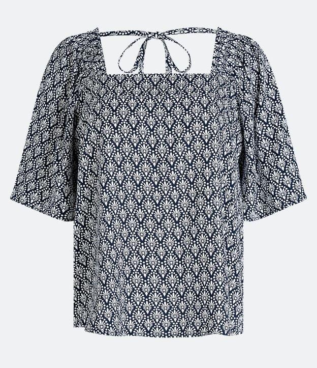 Blusa Manga Curta Ampla em Viscose com Estampa Geométrica - 2