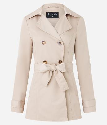Casaco Trench Coat Alfaiatado com Detalhes Acetinados