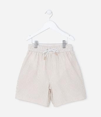 Bermuda Infantil Texturizada com Estampa Listrada - Tam 5 a 14 anos