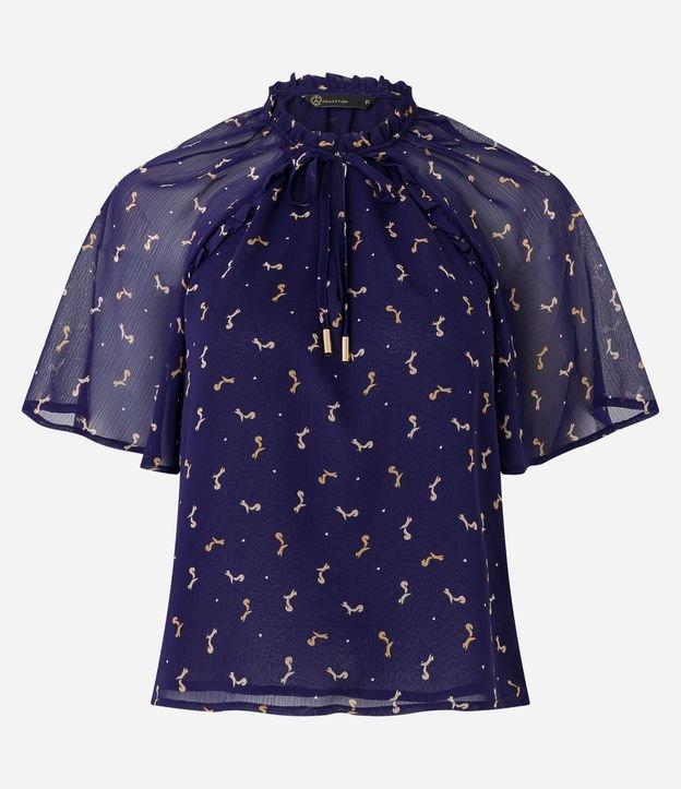 Blusa em Chiffon com Amarração e Estampa Esquilos - 2