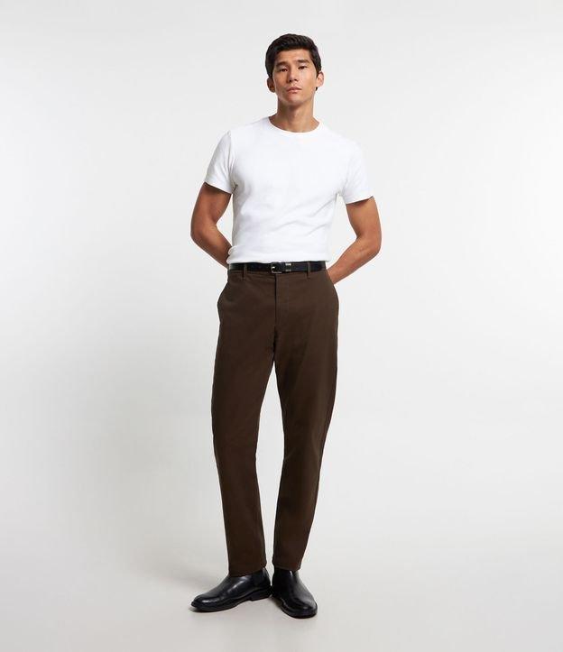 Calça Reta Básica em Sarja com Elastano - 1