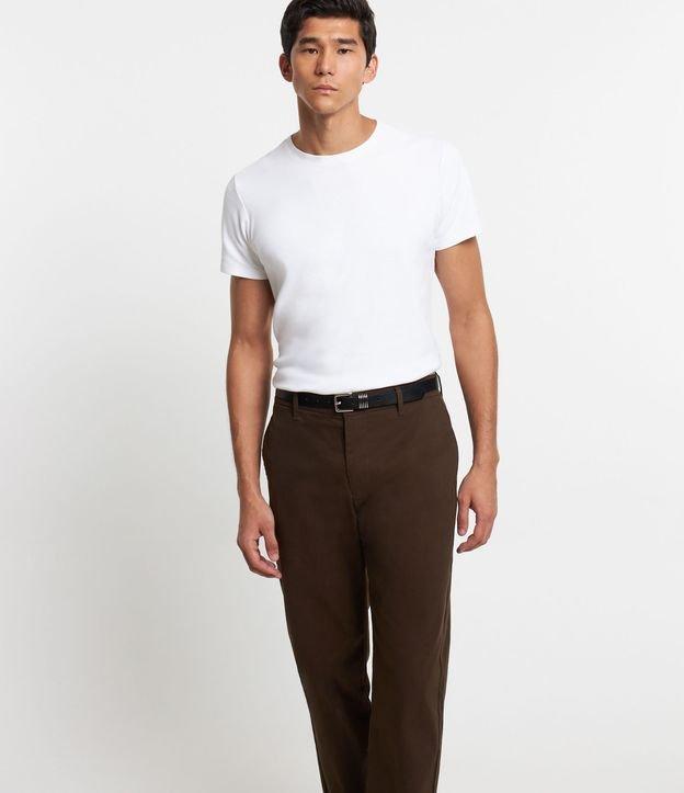 Calça Reta Básica em Sarja com Elastano - 2