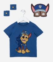 Camiseta Infantil Estampa Chase Patrulha Canina com Máscara Interativa - Tam 1 a 5 Anos - 1