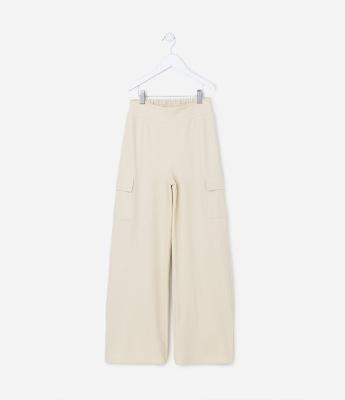 Calça Alfaiataria Texturizada com Bolsos Cargo - Tam 5 a 14 Anos