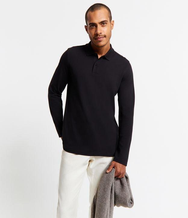 Polo em Algodão com Textura Piquet e Abotoamento - 1