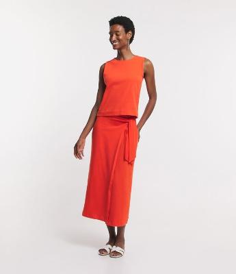 Saia Pareo Midi em Meia Malha com Amarração Lateral