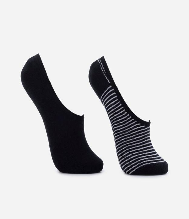 Kit 02 Pares de Meia Invisível em Algodão com Estampa Listrada - 1