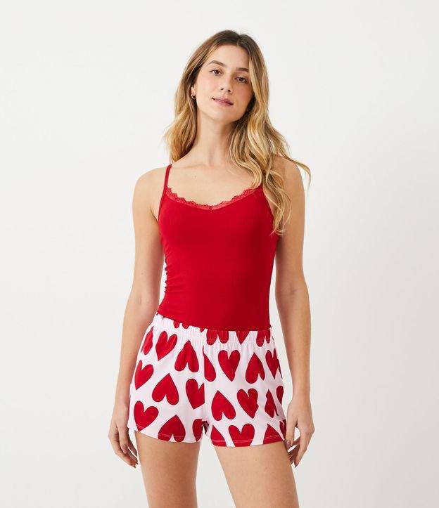 Pijama Short Doll em Algodão com Estampa Coração - 1