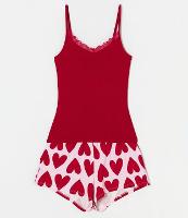 Pijama Short Doll em Algodão com Estampa Coração - 2