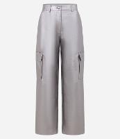 Calça Reta em Material Sintético com Bolso Lateral e Superfície Metalizada - 2