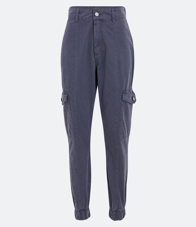 Calça Jogger Cintura Alta em Sarja com Bolsos Cargo - 2