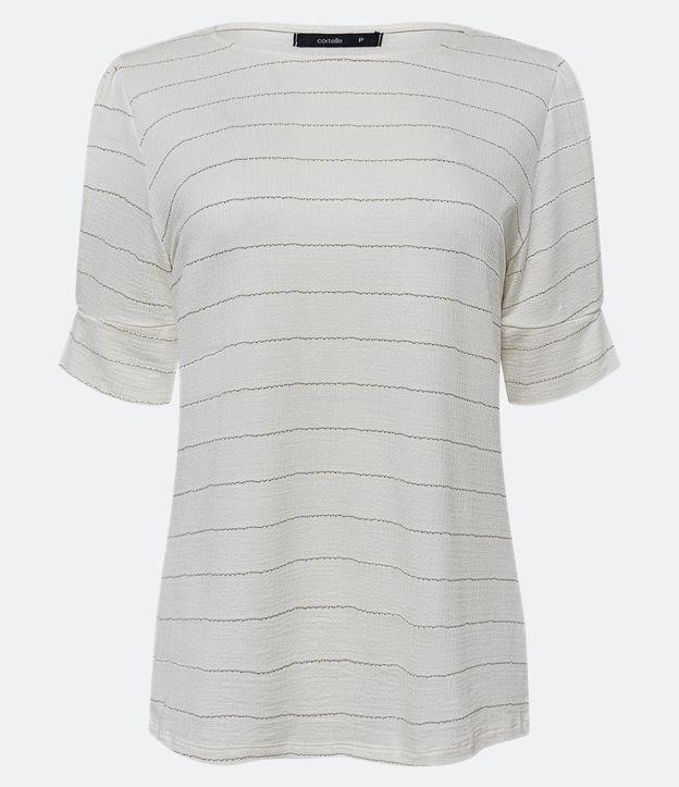 Blusa em Viscose Texturizada com Listras de Fio Metálico - 2