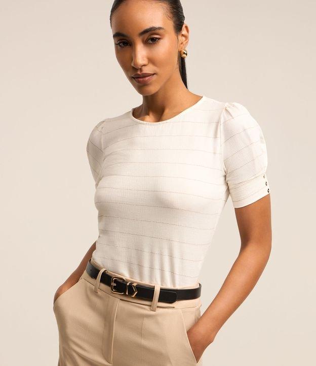 Blusa em Viscose Texturizada com Listras de Fio Metálico - 3
