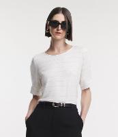 Blusa em Viscose Texturizada com Listras de Fio Metálico - 1