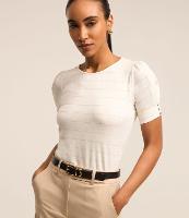 Blusa em Viscose Texturizada com Listras de Fio Metálico - 3