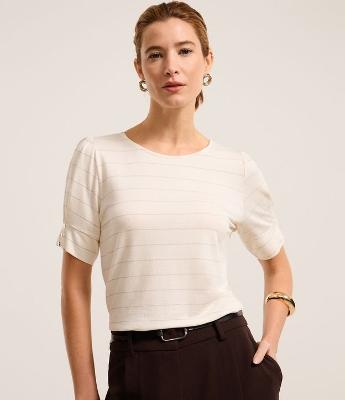 Blusa em Viscose Texturizada com Listras de Fio Metálico