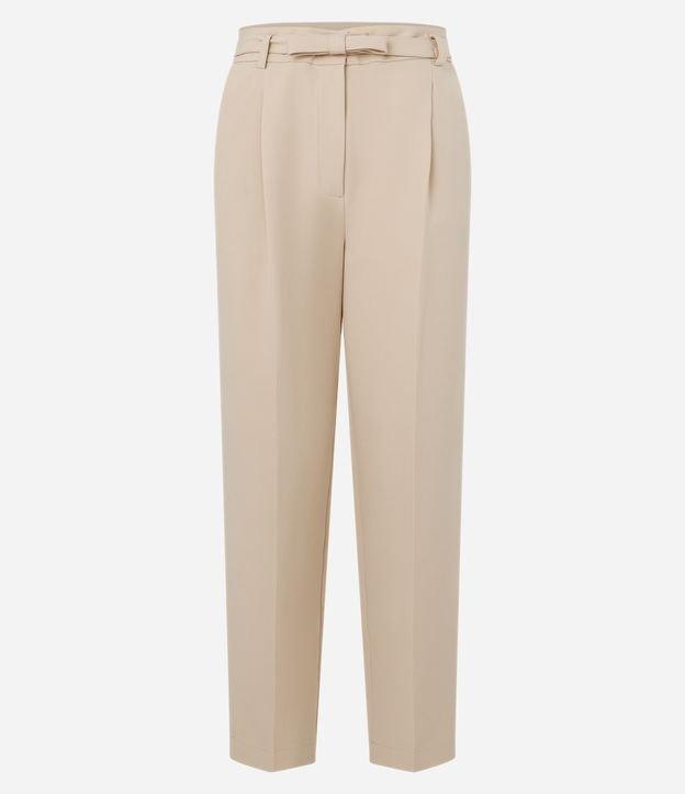 Calça Reta Alfaiatada com Cinto Laço e Frisos - 1