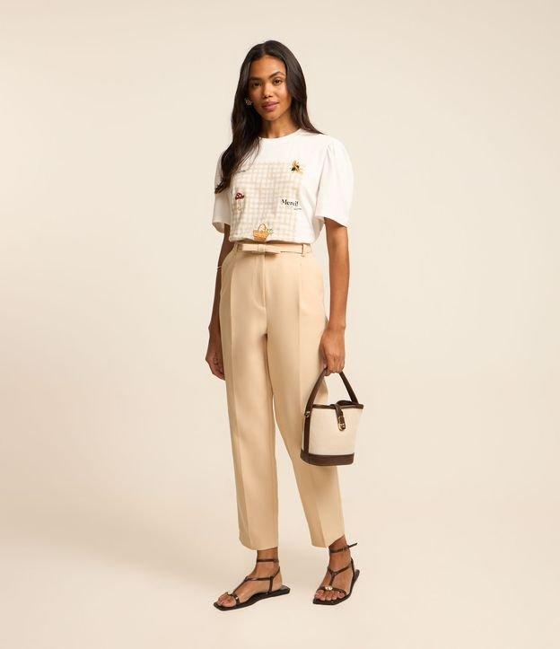 Calça Reta Alfaiatada com Cinto Laço e Frisos - 3