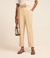 Calça Reta Alfaiatada com Cinto Laço e Frisos - 2