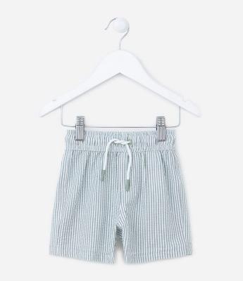 Bermuda Infantil em Microfibra com Textura e Listrinhas - Tam 1 a 5 Anos