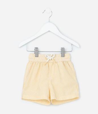 Bermuda Infantil em Microfibra com Textura e Listrinhas - Tam 1 a 5 Anos
