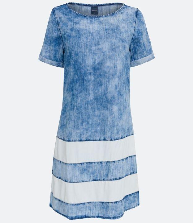 Vestido Curto em Jeans com Listras - 1