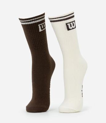 Kit 02 Meias Esportivas de Cano Alto em Algodão com Logo Wilson