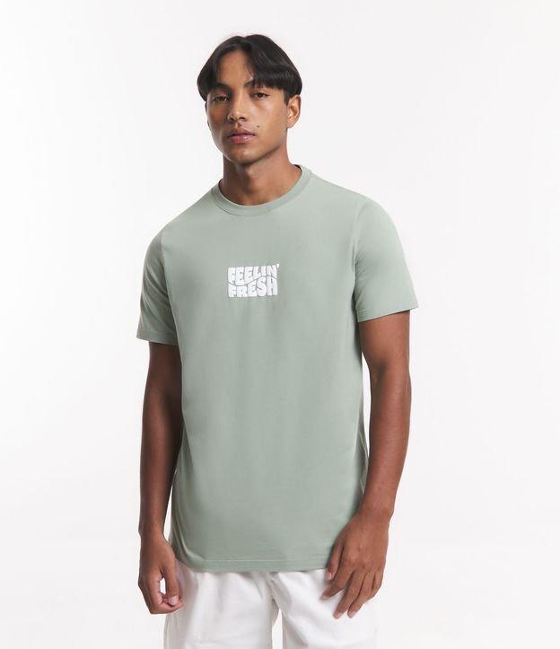 Camiseta Regular em Meia Malha com Lettering Feeling Fresh - 1