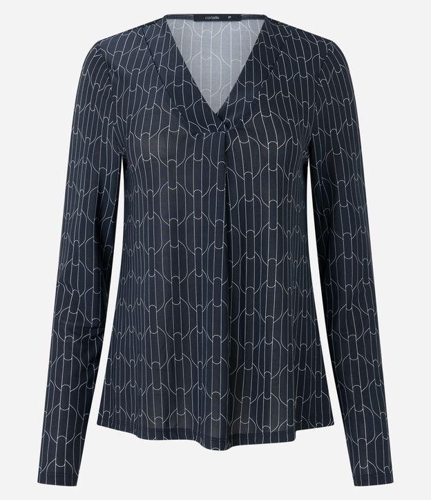 Blusa Manga Longa em Microfibra Estampa Abstrata - 1