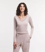 Blusa de Pijama em Ribana com Renda na Gola - 1