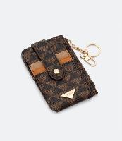 Carteira Porta Cartão Pequena com Estampa de Triângulos - 1