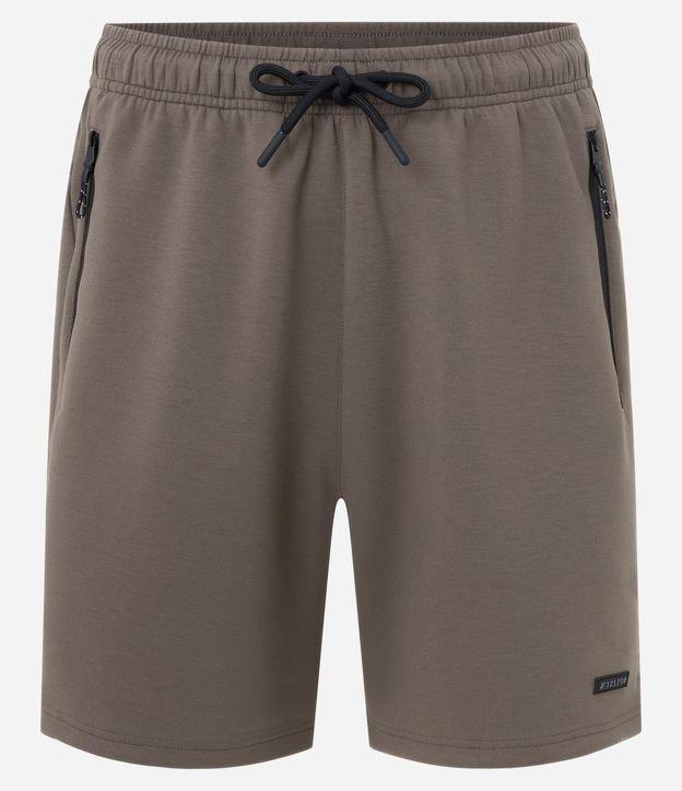 Bermuda Esportiva em Moletom Tecnológico com Cós Elástico e Zíper no Bolso - 1