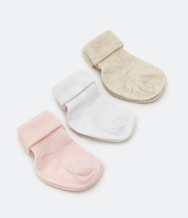 Kit 03 Pares de Meias Infantil com Dobra Dupla - Tam 0 a 12 meses - 1