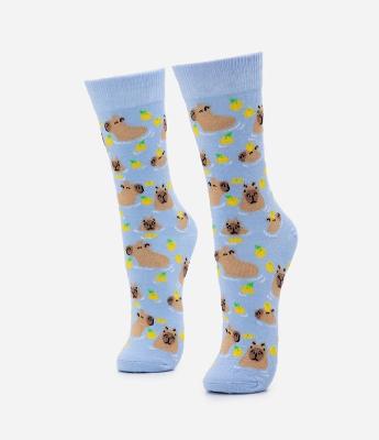 Meia Cano Alto em Algodão com Estampa Capivarinha na Água