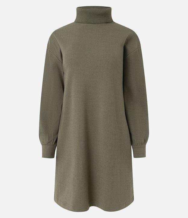 Vestido em Suedine com Gola Alta e Punho Ajustado - 1
